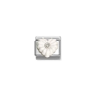 Nomination Nomination Schakel 330512-25  Composable Classic Staal met Symbol Wit Hart met Zirkonia