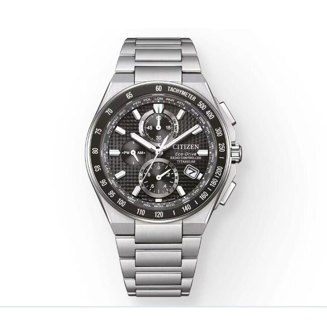 Citizen Citizen Horloge AT8390-55E Titanium Eco-drive Radio Controlled Saffierglas met Zwarte Wijzerplaat 39mm