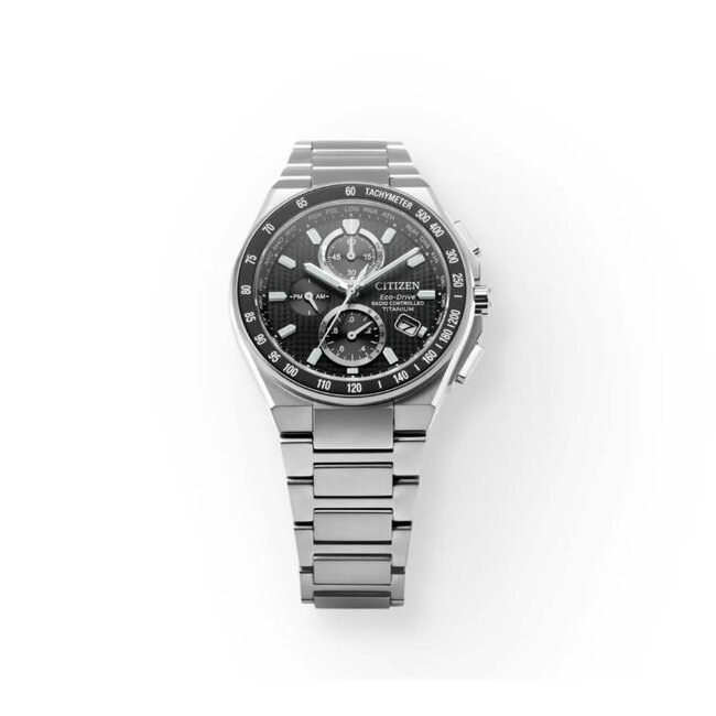Citizen Citizen Horloge AT8390-55E Titanium Eco-drive Radio Controlled Saffierglas met Zwarte Wijzerplaat 39mm