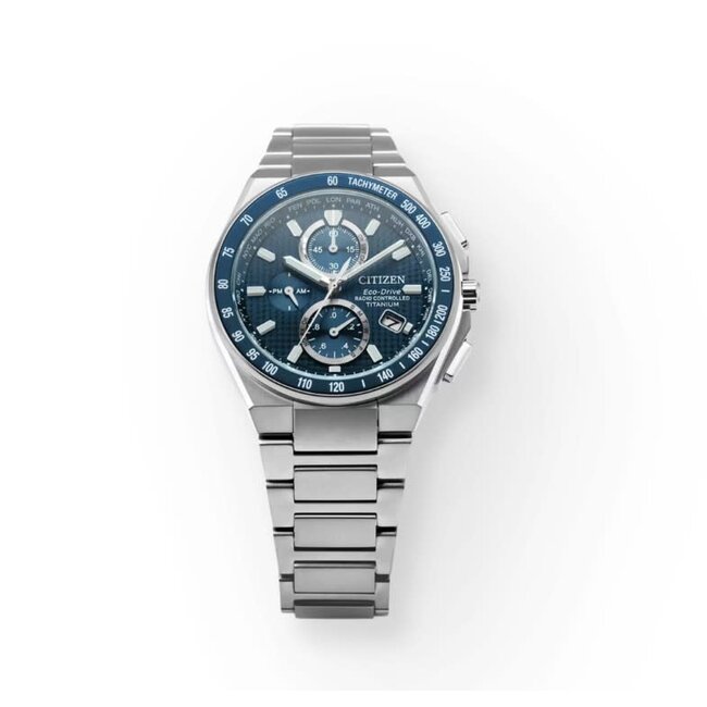 Citizen Citizen Horloge AT8396-59L Titanium Eco-drive Radio Controlled Saffierglas met Blauwe Wijzerplaat 40.5mm