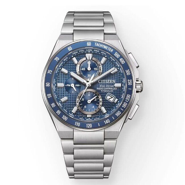 Citizen Citizen Horloge AT8396-59L Titanium Eco-drive Radio Controlled Saffierglas met Blauwe Wijzerplaat 40.5mm