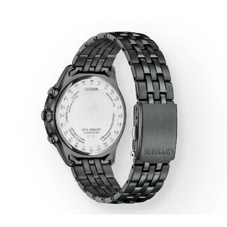 Citizen Citizen Horloge BY1035-56L Staal met Zwarte Coaiting Eco-drive Radio Controlled Moon Fase