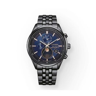 Citizen Citizen Horloge BY1035-56L Staal met Zwarte Coaiting Eco-drive Radio Controlled Moon Fase