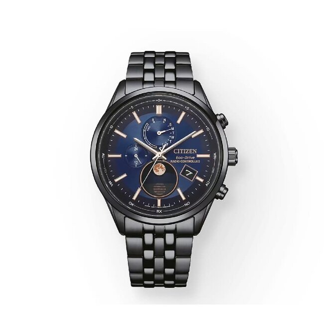 Citizen Citizen Horloge BY1035-56L Staal met Zwarte Coaiting Eco-drive Radio Controlled Moon Fase