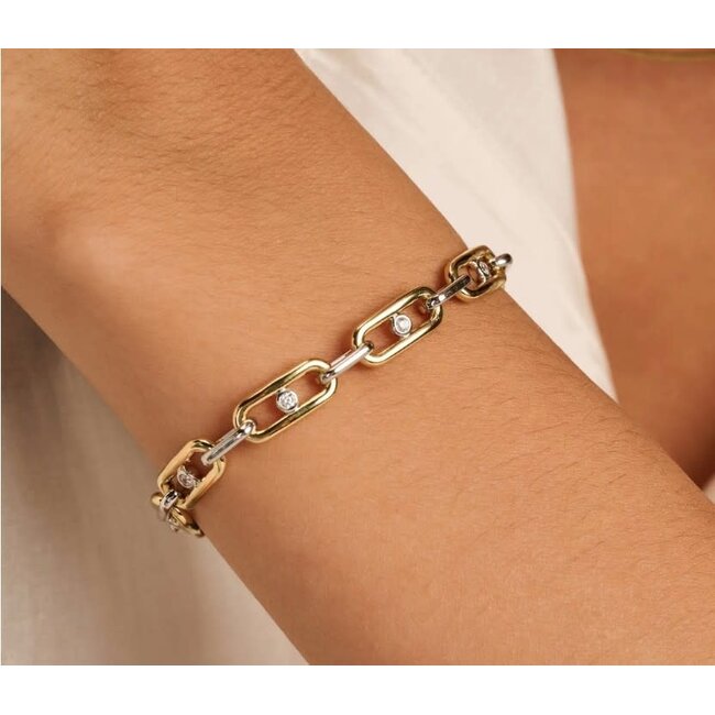 Ti Sento Milano Ti Sento Armband 23112ZY Zilver Bi-color met Zirkonia 6mm x 18cm