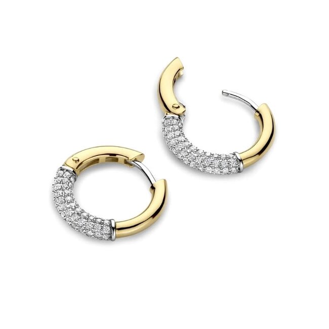 Ti Sento Milano Ti Sento Oorbellen 78088ZY Zilver Bi-color met Zirkonia 3mm x 17.5mm