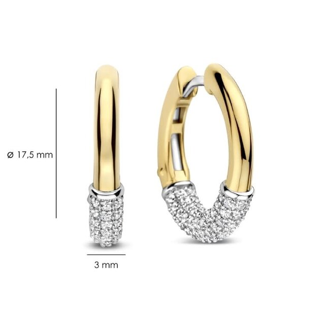 Ti Sento Milano Ti Sento Oorbellen 78088ZY Zilver Bi-color met Zirkonia 3mm x 17.5mm