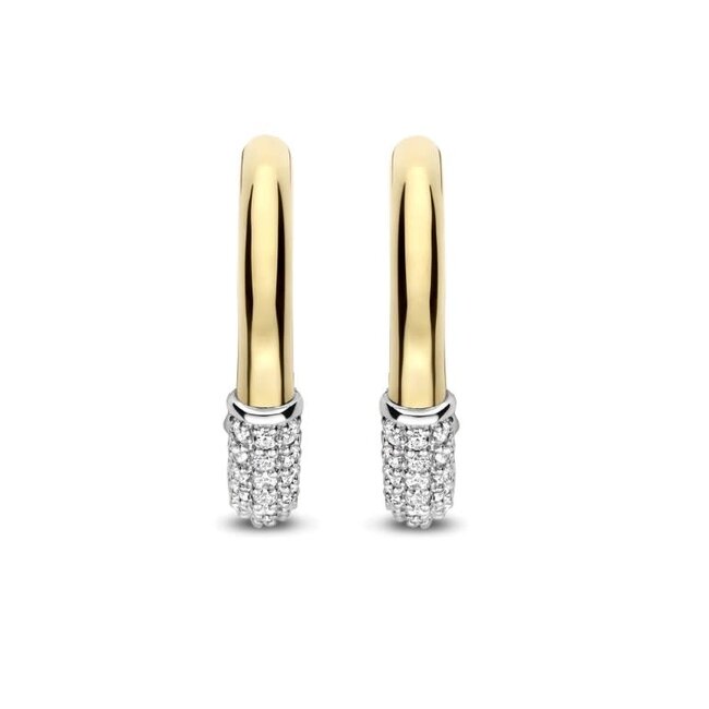 Ti Sento Milano Ti Sento Oorbellen 78088ZY Zilver Bi-color met Zirkonia 3mm x 17.5mm