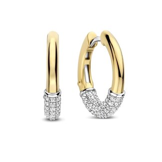 Ti Sento Milano Ti Sento Oorbellen 78088ZY Zilver Bi-color met Zirkonia 3mm x 17.5mm