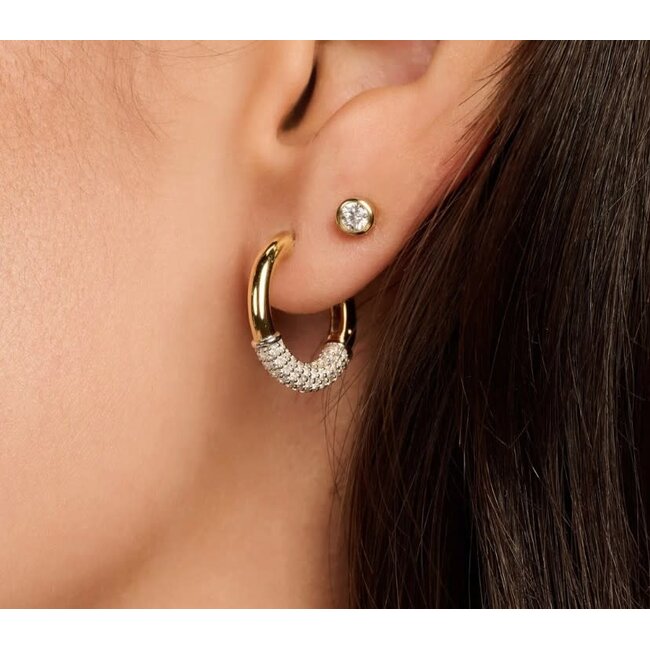 Ti Sento Milano Ti Sento Oorbellen 78088ZY Zilver Bi-color met Zirkonia 3mm x 17.5mm