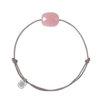 Morganne Bello Morganne Bello Armband 1015X47A145 Guava Quartz Cushion met Taupe Koord