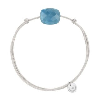 Morganne Bello Morganne Bello Armband 1015X48A155 Blauw Quartz Cushion met Grijs Koord