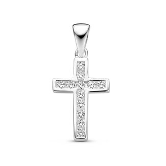 Blinckers Jewellery Huiscollectie BJ Hanger 13.07386 Zilver Kruis met Zirkonia 16.5mm x 11mm