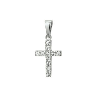 Blinckers Jewellery Huiscollectie BJ Hanger 13.24540 Zilver Kruis met Zirkonia 13.5mm x 9.5mm