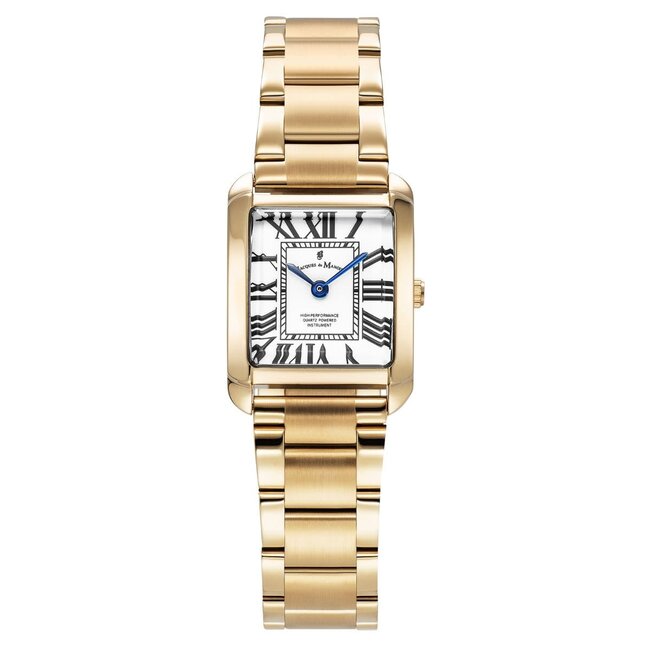 Jacques du Manoir Jacques Du Manoir Horloge JWL04402 Emily Staal met Geelgouden Plating Quartz Swiss Made Vierkant