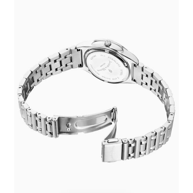 Jacques du Manoir Jacques du Manoir Horloge JWL05902 Leonie Staal Quartz Swiss Made met Roze MOP Wijzerplaat 28mm
