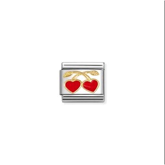 Nomination Nomination Schakel 030207/55 Composable Classic Staal met 18k Geelgoud 2x Hart Kersen met Rood