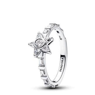 Pandora Pandora Ring 195072C01-56 Zilver Ster met Cubic Zirkonia Maat 56