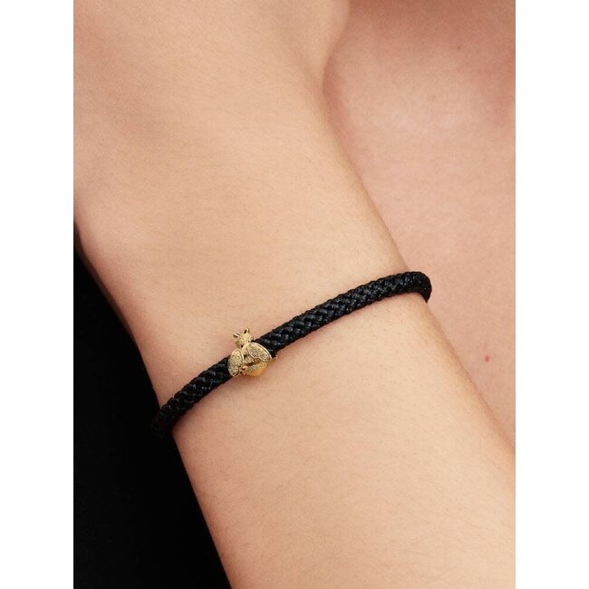 Pandora Pandora Bedel 764524C00 Zilver met14k Geelgouden Plating  Mini Bij Getextureerd