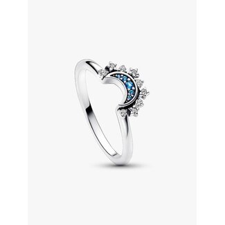 Pandora Pandora Ring 192675C01-56 Zilver Maan met Blauw en Zirkonia Maat 56