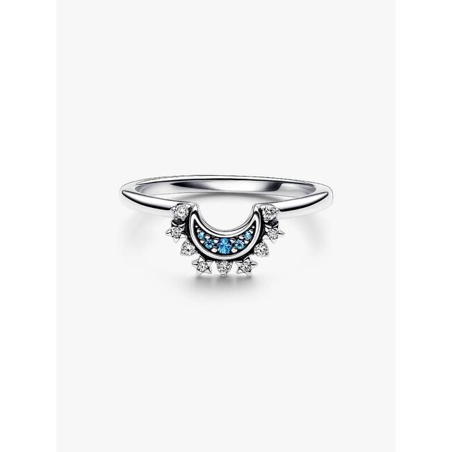 Pandora Pandora Ring 192675C01-56 Zilver Maan met Blauw en Zirkonia Maat 56