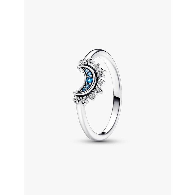 Pandora Pandora Ring 192675C01-56 Zilver Maan met Blauw en Zirkonia Maat 56