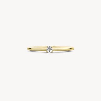 Blush Blush Solitair Ring 1200YZI/54 14k Geelgoud met Briljant geslepen Zirkonia Maat 54