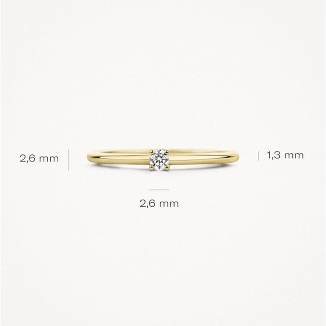 Blush Blush Solitair Ring 1200YZI/54 14k Geelgoud met Briljant geslepen Zirkonia Maat 54