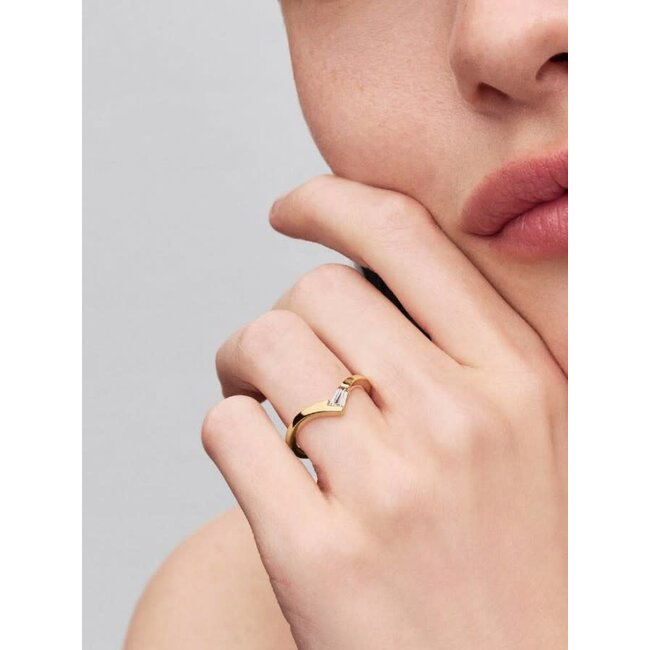 Pandora Pandora Ring 165084C01-54 Tiara met 14k Geelgouden Plating en Cubic Zirkonia Maat 54