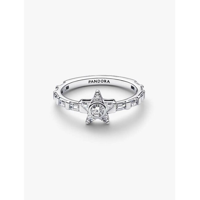 Pandora Pandora Ring 195072C01-52 Zilver Ster met Cubic Zirkonia Maat 52