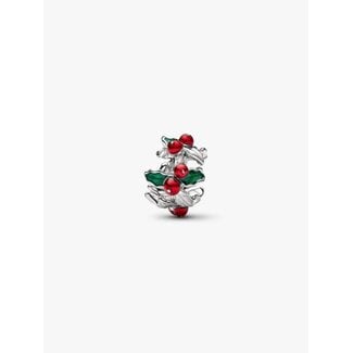 Pandora Pandora Bedel 734974C01 Platinum Plated Kerstkrans met Rood en Groen