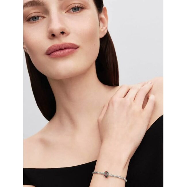 Pandora Pandora Bedel 734974C01 Platinum Plated Kerstkrans met Rood en Groen