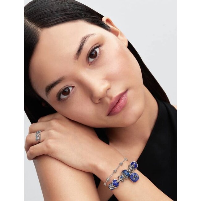 Pandora Pandora Bedel 735034C01 Platinum Plated Ster met Blauw