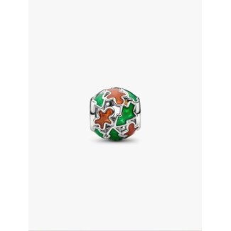 Pandora Pandora Bedel 735064C01 Platinum Plated Kerst met Bruin,Groen en Rood