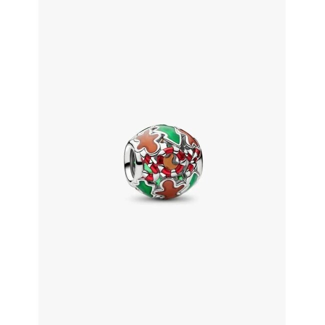 Pandora Pandora Bedel 735064C01 Platinum Plated Kerst met Bruin,Groen en Rood
