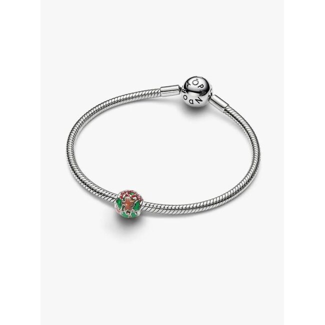 Pandora Pandora Bedel 735064C01 Platinum Plated Kerst met Bruin,Groen en Rood