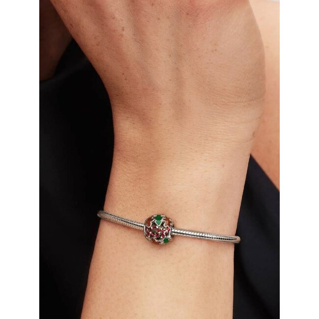 Pandora Pandora Bedel 735064C01 Platinum Plated Kerst met Bruin,Groen en Rood