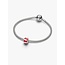 Pandora Pandora Bedel 735071C01 Platinum Plated met Rood en Wit Murano Glas