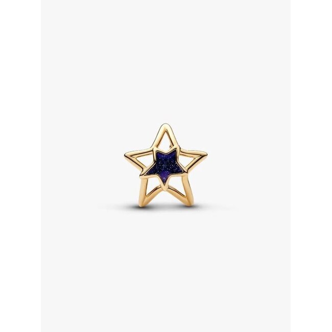 Pandora Pandora Bedel 765034C01 Ster met 14k Geelgouden Plating met Blauw Enamel