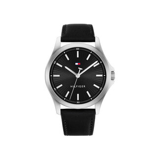 Tommy Hilfiger Tommy Hilfiger Horloge TH1710668 Bruce Staal Quartz met Zwarte Leren Horlogeband 43mm