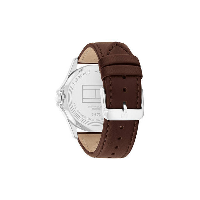 Tommy Hilfiger Tommy Hilfiger Horloge TH1710669 Bruce Staal Quartz met Bruin Leren Horlogeband 43mm