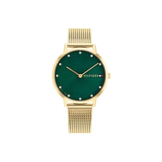 Tommy Hilfiger Tommy Hilfiger Horloge TH1782668 Pippa Staal met Geelgouden Plating met Groene Wijzerplaat 34mm