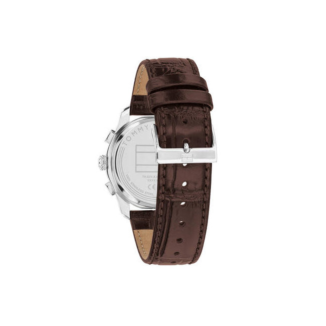 Tommy Hilfiger Tommy Hilfiger Horloge TH1710808 The Empire Staal Quartz Chronograaf met Bruine Leren Horlogeband 34mm