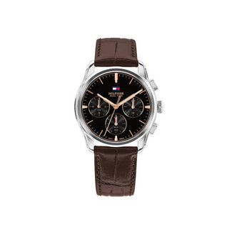 Tommy Hilfiger Tommy Hilfiger Horloge TH1710808 The Empire Staal Quartz Chronograaf met Bruine Leren Horlogeband 34mm