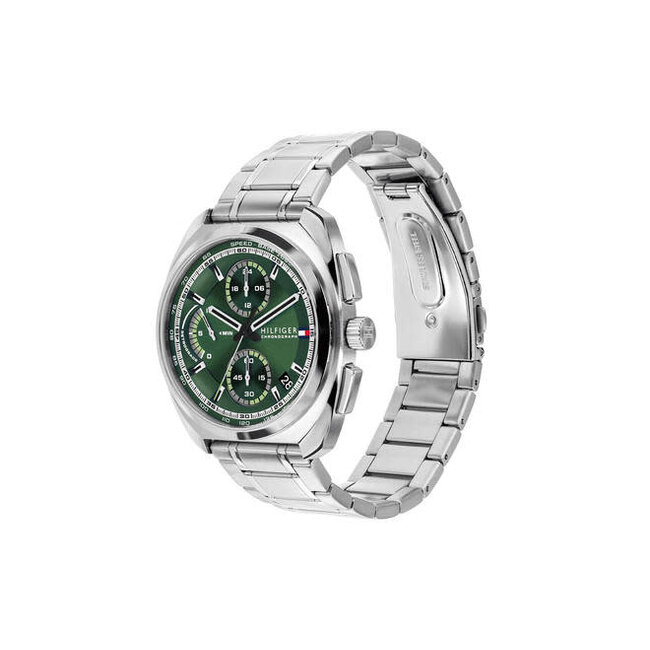 Tommy Hilfiger Tommy Hilfiger Horloge TH1792274 Cole Staal Quartz Chronograaf met Groene Wijzerplaat 41mm