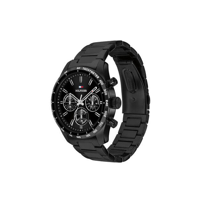 Tommy Hilfiger Tommy Hilfiger Horloge TH1792280 Hampton Staal met Zwarte Plating Quartz Chronograaf 42mm