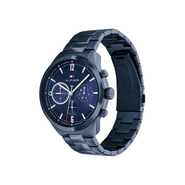 Tommy Hilfiger Tommy Hilfiger Horloge TH1791945 Matthew Staal met Blauwe Coating Quartz Chronograaf 44mm