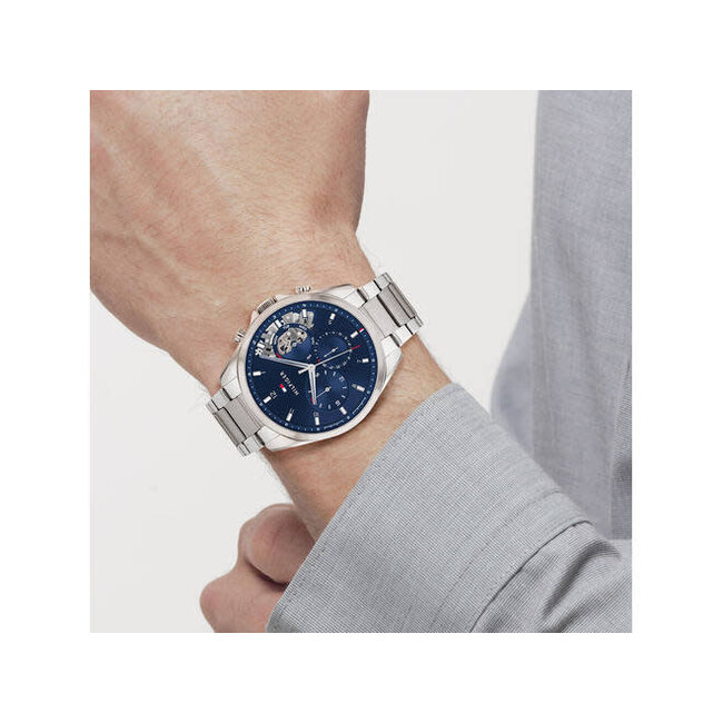 Tommy Hilfiger Tommy Hilfiger Horloge TH1710448 Baker Staal Quartz met Blauwe Wijzerplaat 43mm