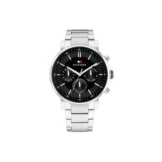 Tommy Hilfiger Tommy Hilfiger Horloge TH1710667 Tyson Staal Quartz Chronograaf met Zwarte Wijzerplaat 43mm