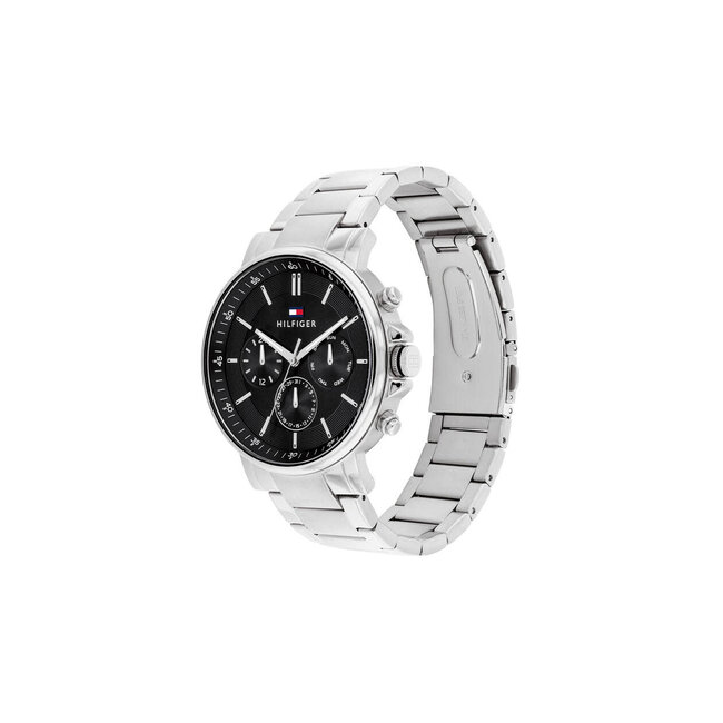 Tommy Hilfiger Tommy Hilfiger Horloge TH1710667 Tyson Staal Quartz Chronograaf met Zwarte Wijzerplaat 43mm